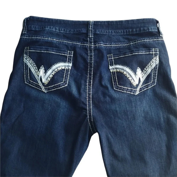 Warehouse One Dark Wash Denim Jeans Embroidery High Rise Straight  Leg 36 Reg - Picture 6 of 8